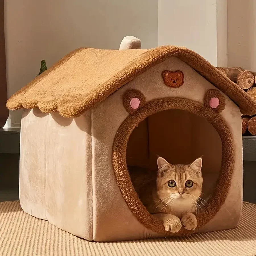 Foldable Pet House – Removable & Washable Cat and Dog Bed for Small to Medium Pets