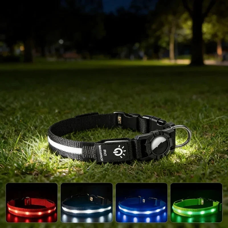 LED Rechargeable AirTag Dog Safety Collar