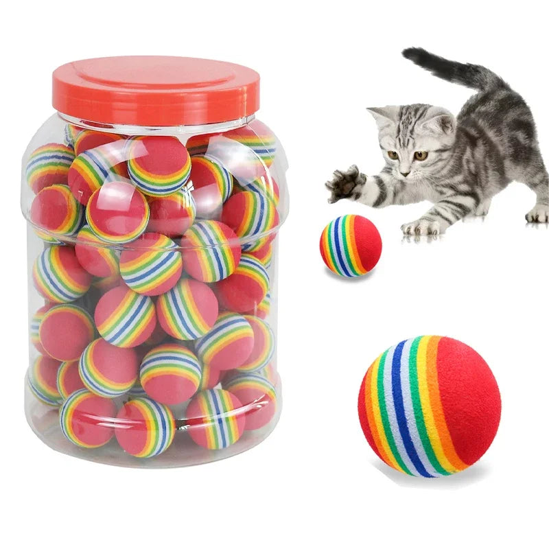 10PCS Rainbow Cat Toys Ball Interactive Cat Pet Toys Supplies