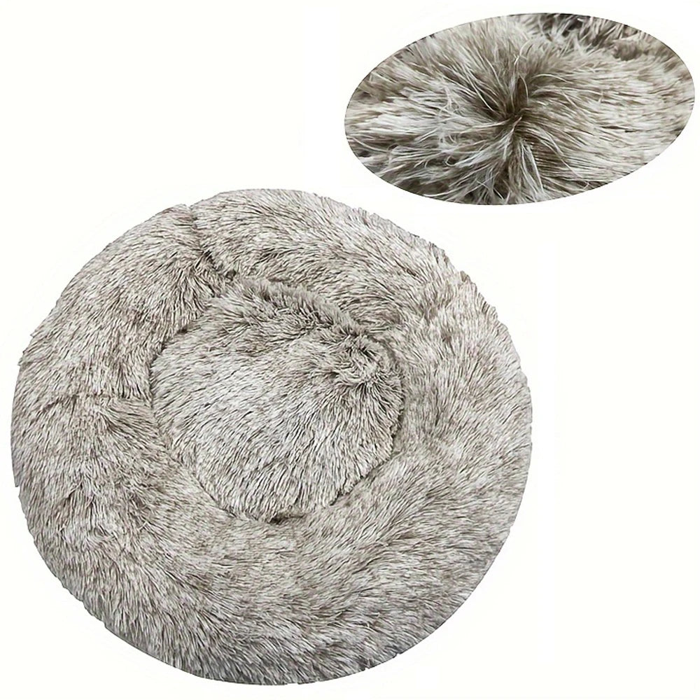 Round Pet Bed – Super Soft Plush Dog & Cat Bed for Large and Medium Dogs, Winter Warm Sleeping