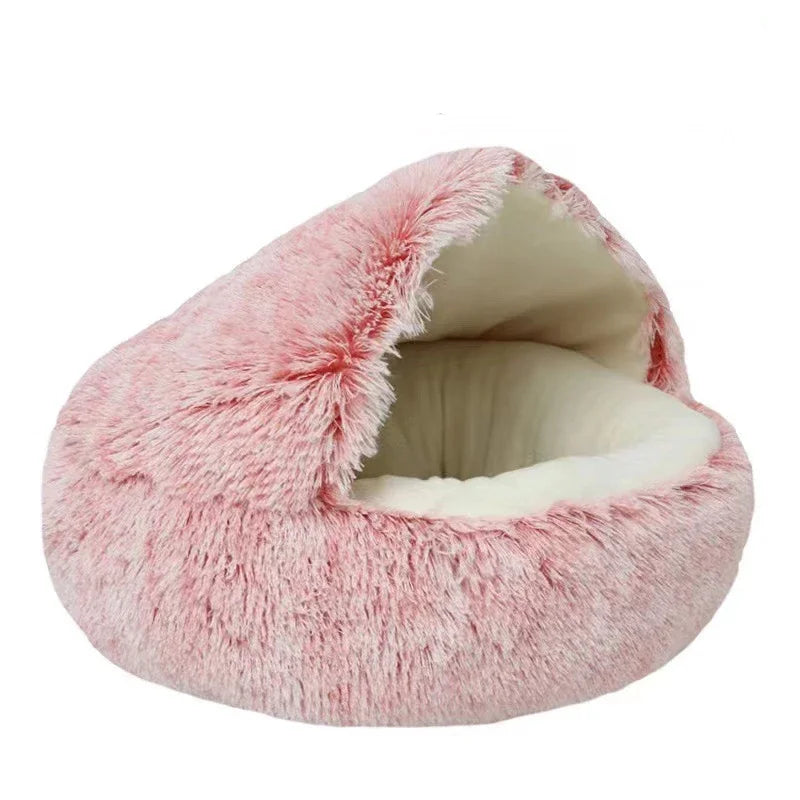 2 In 1 Dog And Cat Bed Pet Winter Bed Round Plush Warm Bed House Soft Long Plush Pets Bed Pet Products