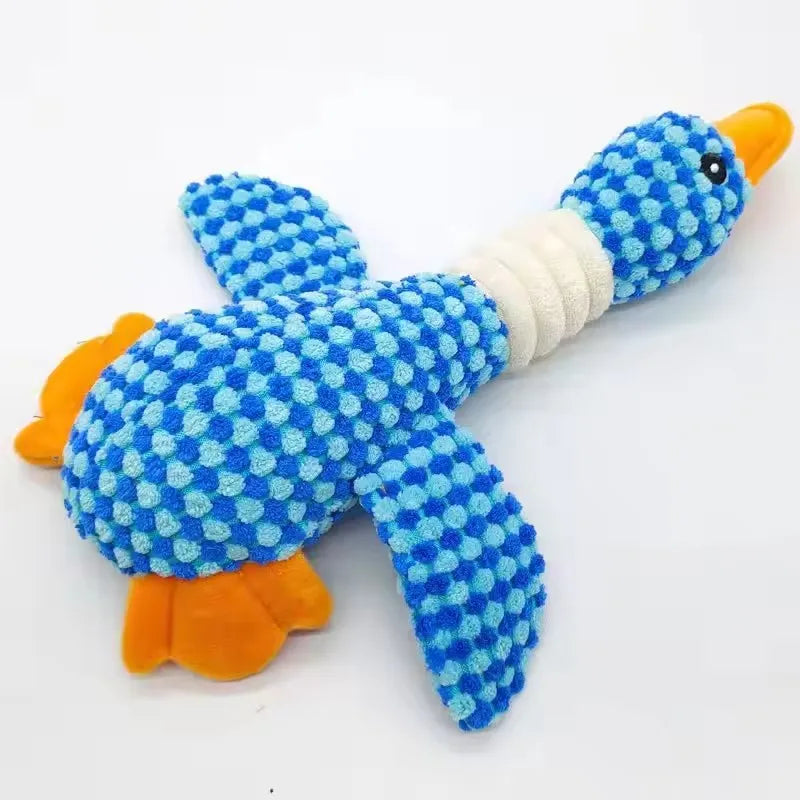 Blue Goose Pet Toy for Dogs & Cats Double Color Plush Sound Toy Tough Bite Resistant Chew Toy Soft Stuffed Interactive Squeaky T