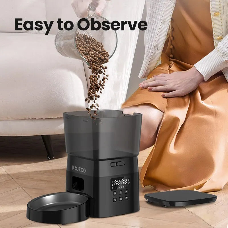 ROJECO Automatic Pet Feeder Button Version Auto Cat Food
