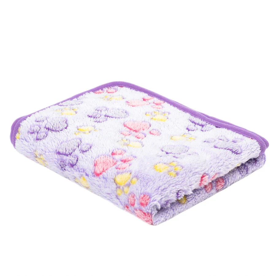 Soft Fluffy Pet Blanket Fleece Paw Print Mat for Dogs