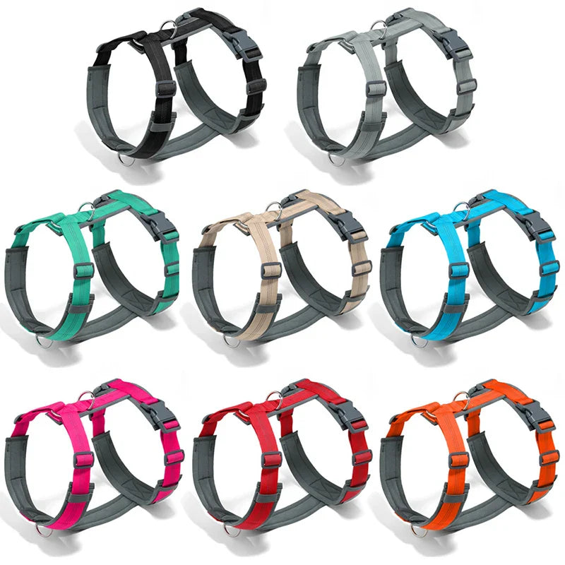 MeowVistaCN Adjustable H Shaped Dog Harness Nylon Reflective No Pull