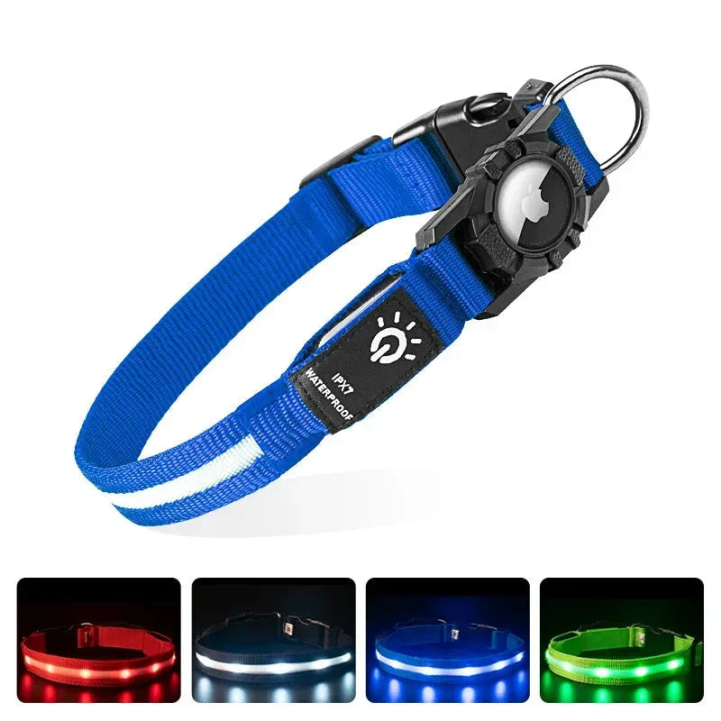 LED Rechargeable AirTag Dog Safety Collar