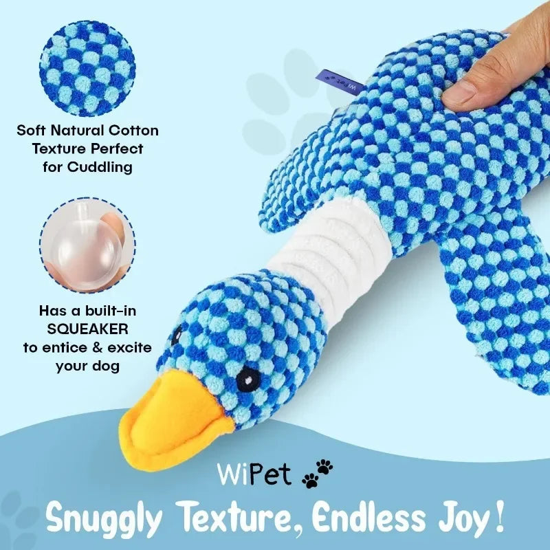 Blue Goose Pet Toy for Dogs & Cats Double Color Plush Sound Toy Tough Bite Resistant Chew Toy Soft Stuffed Interactive Squeaky T