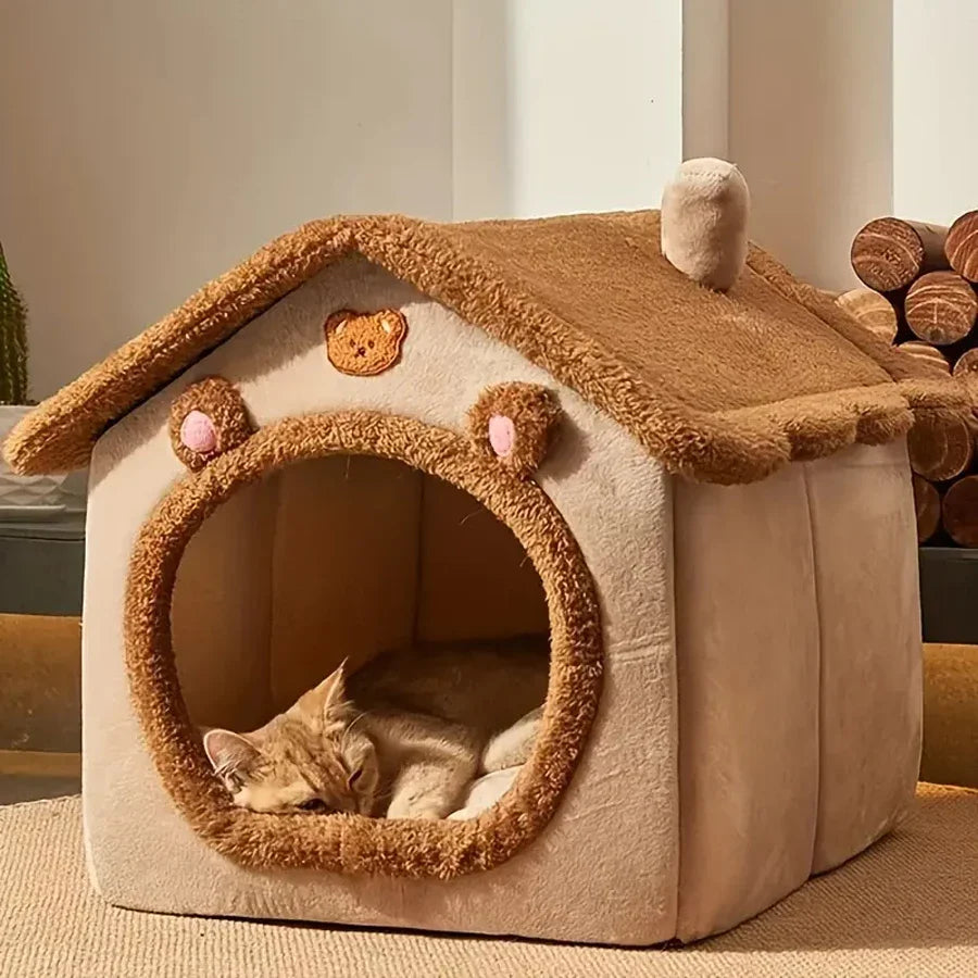 Foldable Pet House – Removable & Washable Cat and Dog Bed for Small to Medium Pets