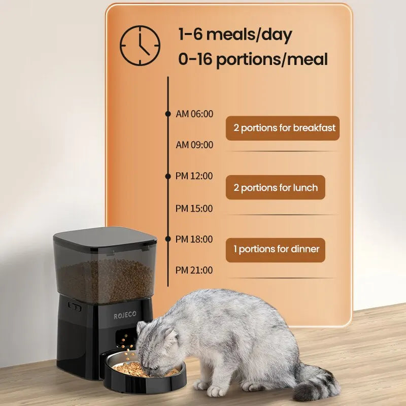 ROJECO Automatic Pet Feeder Button Version Auto Cat Food