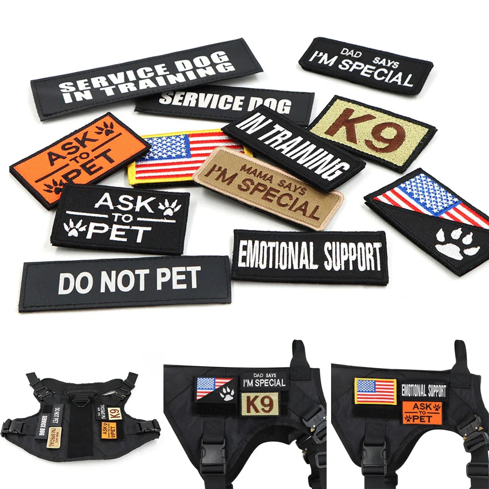 Military Dog Harness/ Collar/ Leash- Bags- Patches Set- Pet Malinois Training Vests-Sizes S to XL- Collars/Leashes