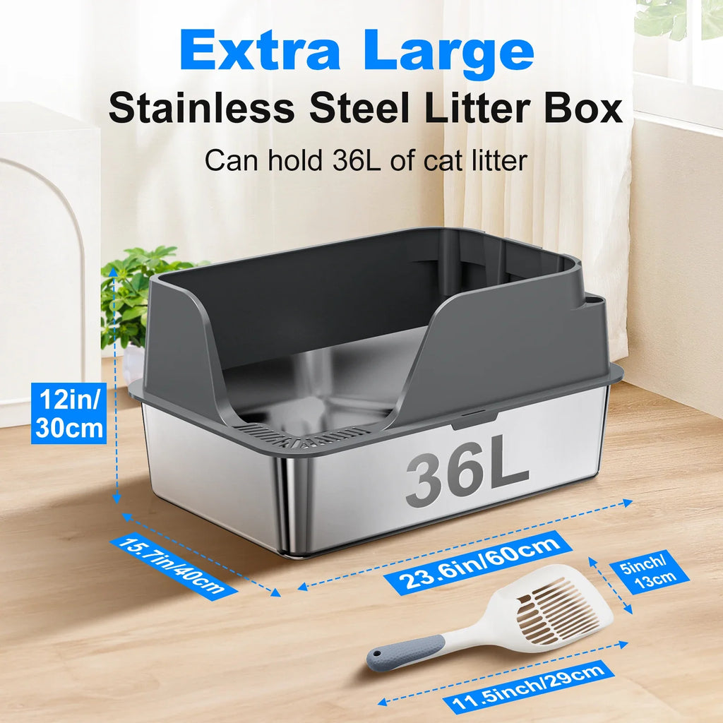 Stainless Steel Cat Litter Box Splash Proof And Leak Proof