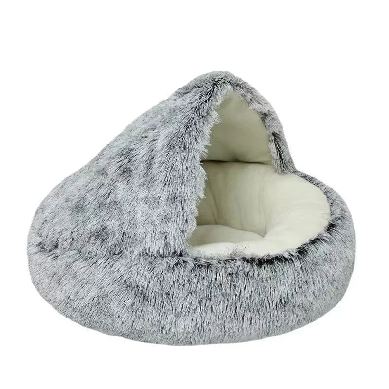 2 In 1 Dog And Cat Bed Pet Winter Bed Round Plush Warm Bed House Soft Long Plush Pets Bed Pet Products