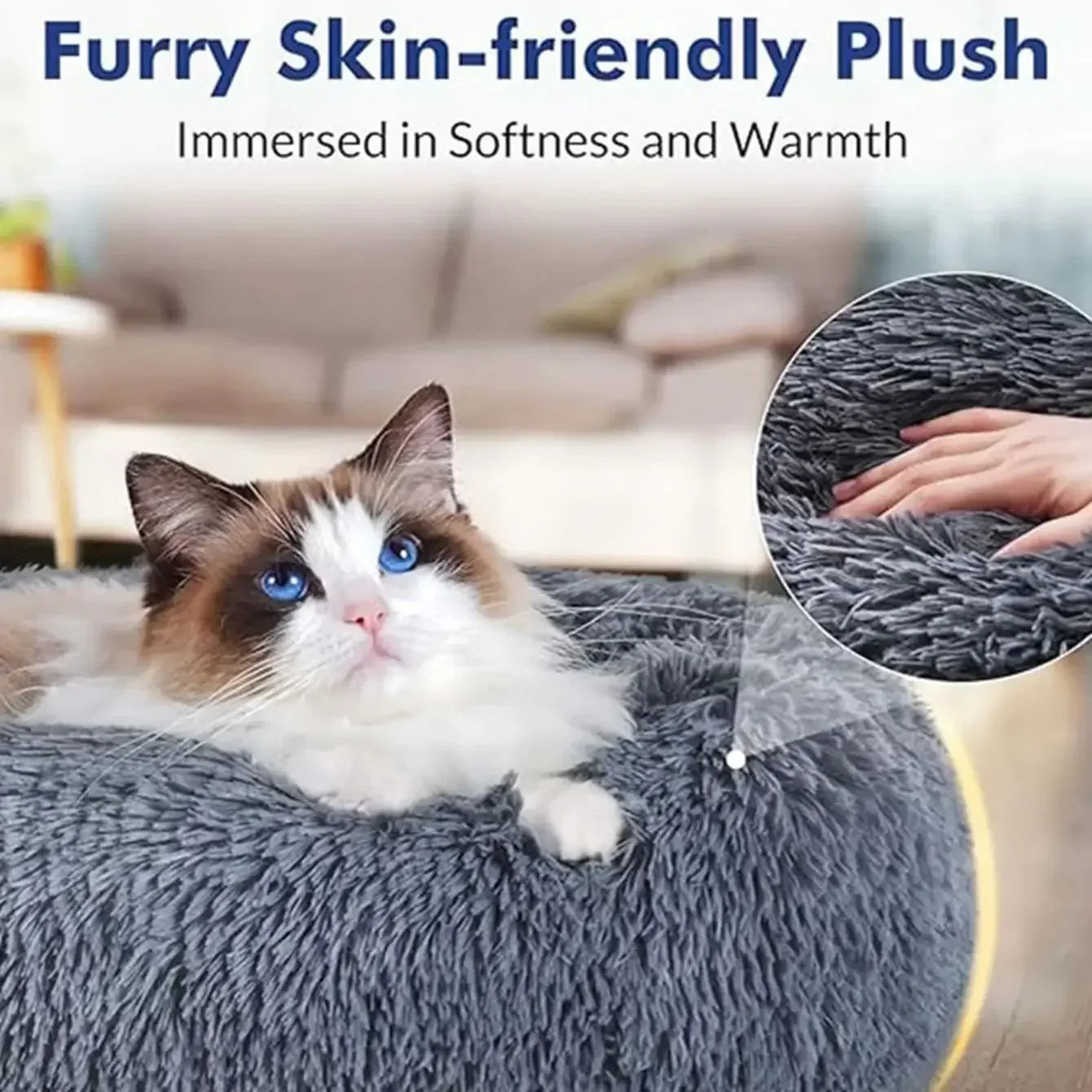 Round Pet Bed – Super Soft Plush Dog & Cat Bed for Large and Medium Dogs, Winter Warm Sleeping