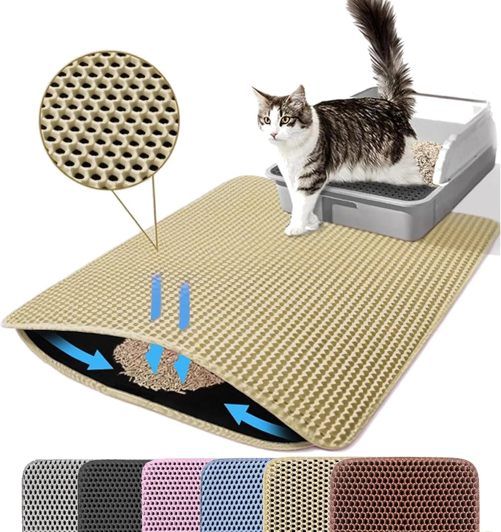 Cat Litter Mat Double Layer Pet Non Slip Big Pet Litter Box Filter Mat Wear Resistant Waterproof Anti-slip Cat Litter Mat