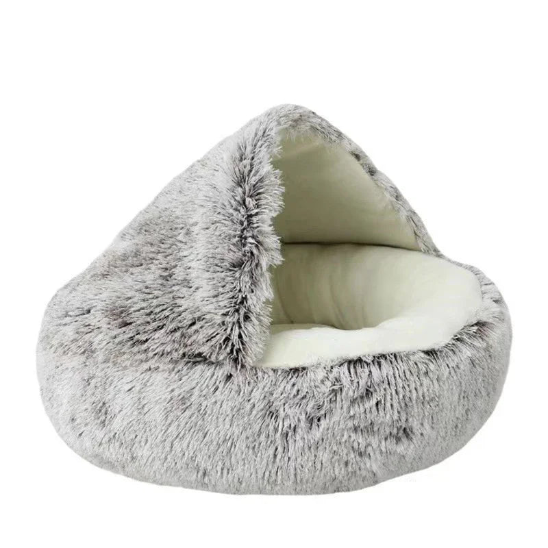 2 In 1 Dog And Cat Bed Pet Winter Bed Round Plush Warm Bed House Soft Long Plush Pets Bed Pet Products