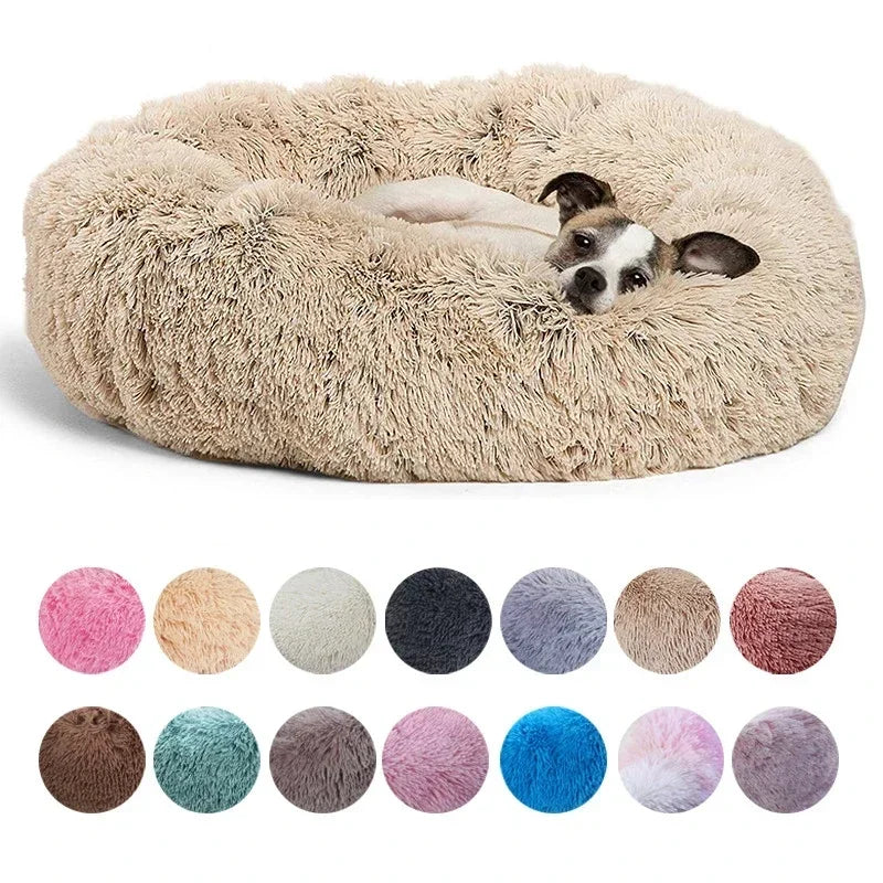 Round Pet Bed – Super Soft Plush Dog & Cat Bed for Large and Medium Dogs, Winter Warm Sleeping