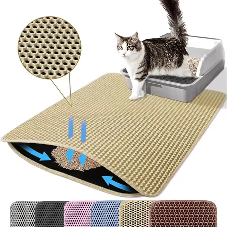 Cat Litter Mat Double Layer Pet Non Slip Big Pet Litter Box Filter Mat Wear Resistant Waterproof Anti-slip Cat Litter Mat