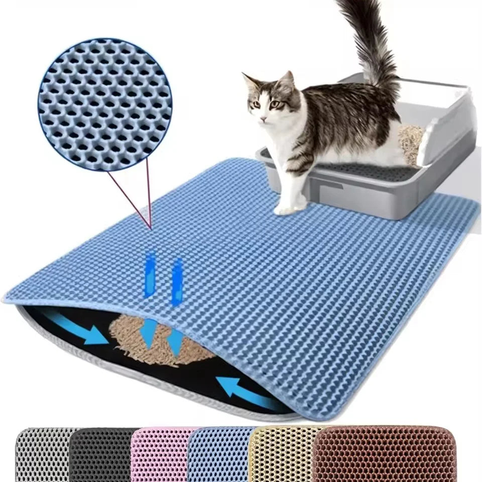 Cat Litter Mat Double Layer Pet Non Slip Big Pet Litter Box Filter Mat Wear Resistant Waterproof Anti-slip Cat Litter Mat