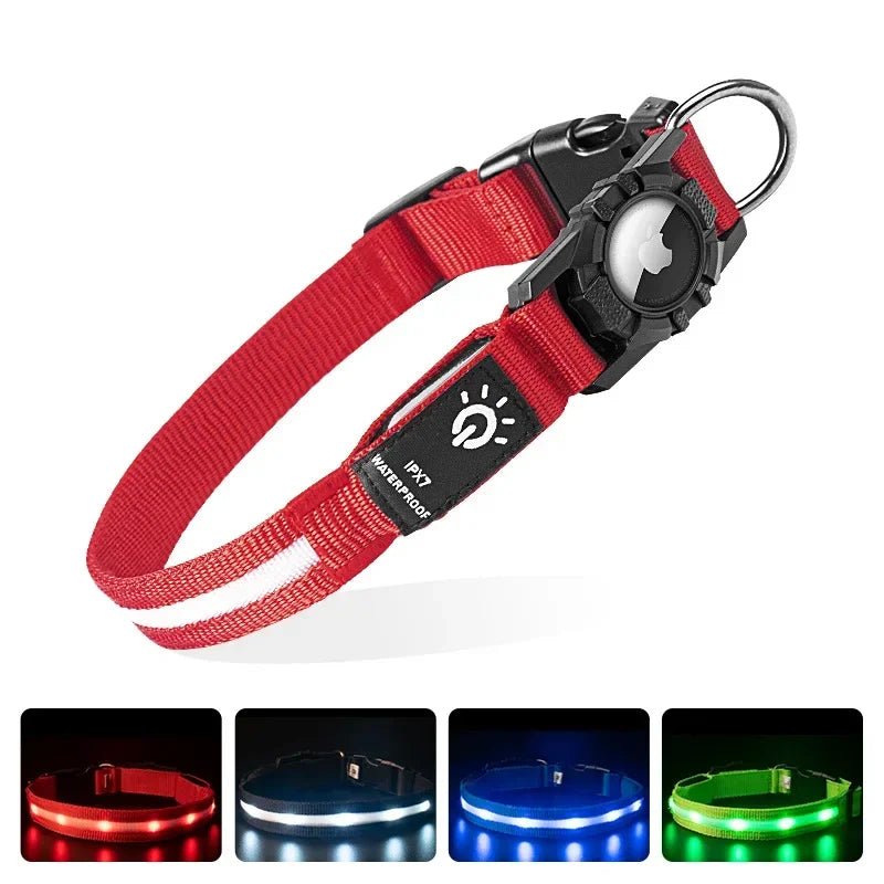 LED Rechargeable AirTag Dog Safety Collar