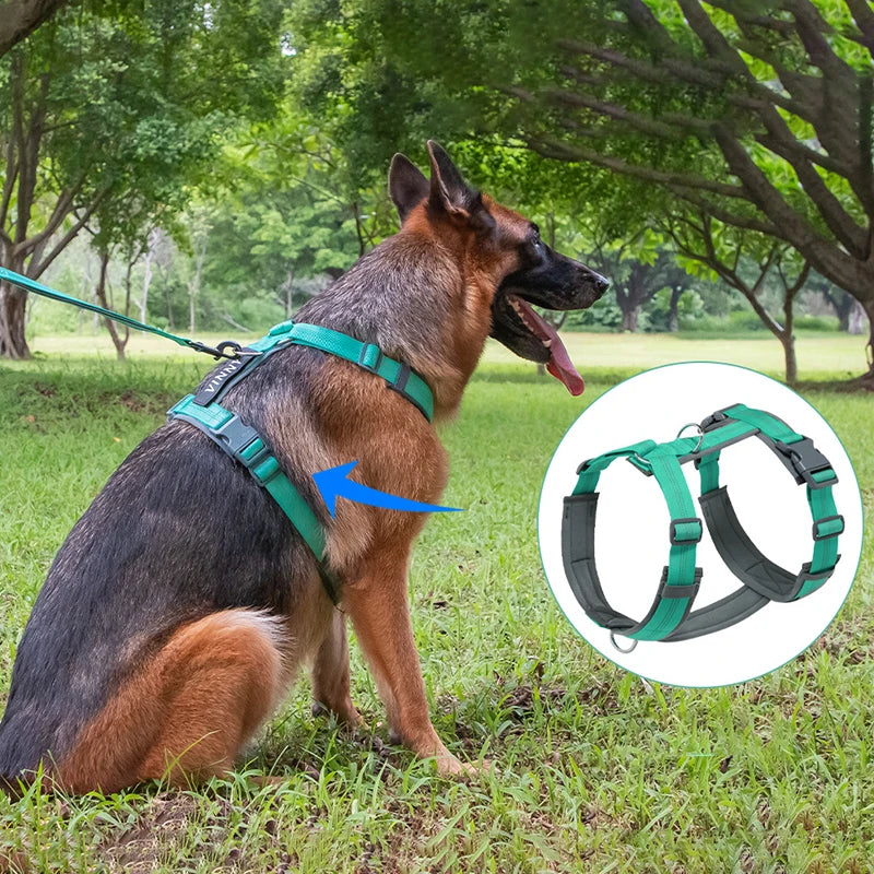MeowVistaCN Adjustable H Shaped Dog Harness Nylon Reflective No Pull