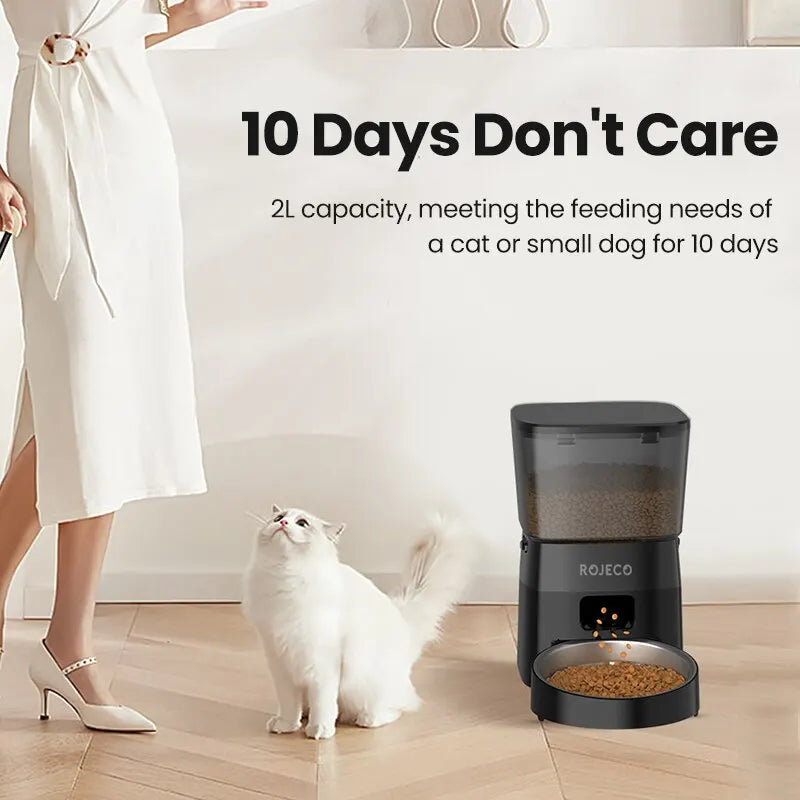 ROJECO Automatic Pet Feeder Button Version Auto Cat Food