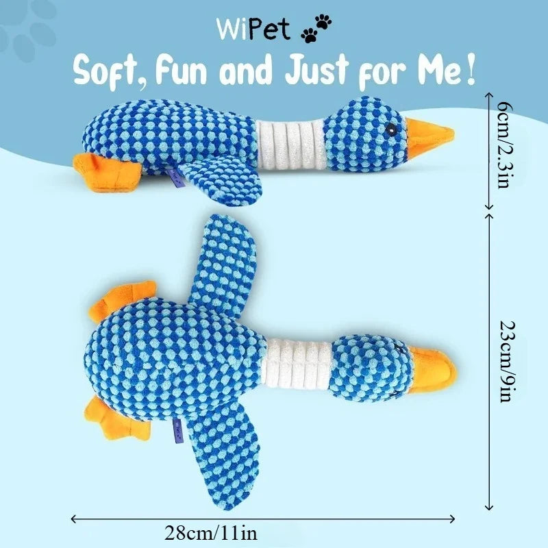 Blue Goose Pet Toy for Dogs & Cats Double Color Plush Sound Toy Tough Bite Resistant Chew Toy Soft Stuffed Interactive Squeaky T