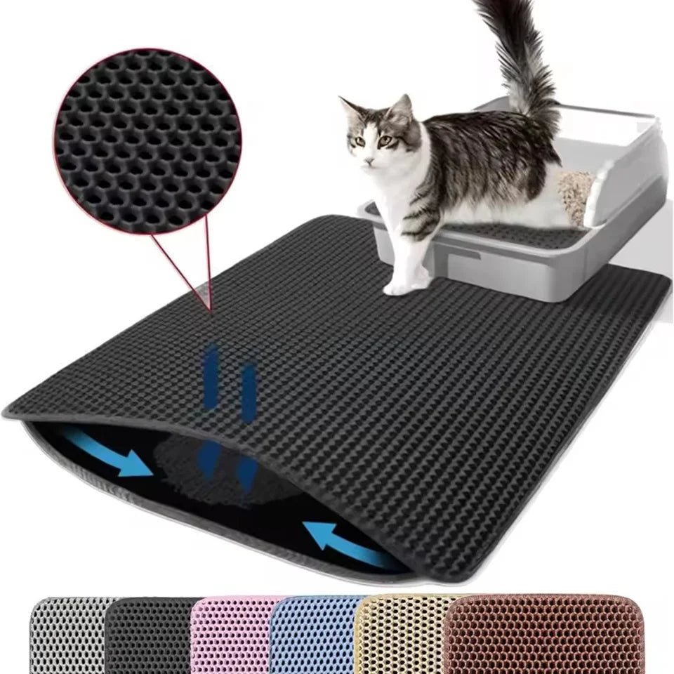 Cat Litter Mat Double Layer Pet Non Slip Big Pet Litter Box Filter Mat Wear Resistant Waterproof Anti-slip Cat Litter Mat