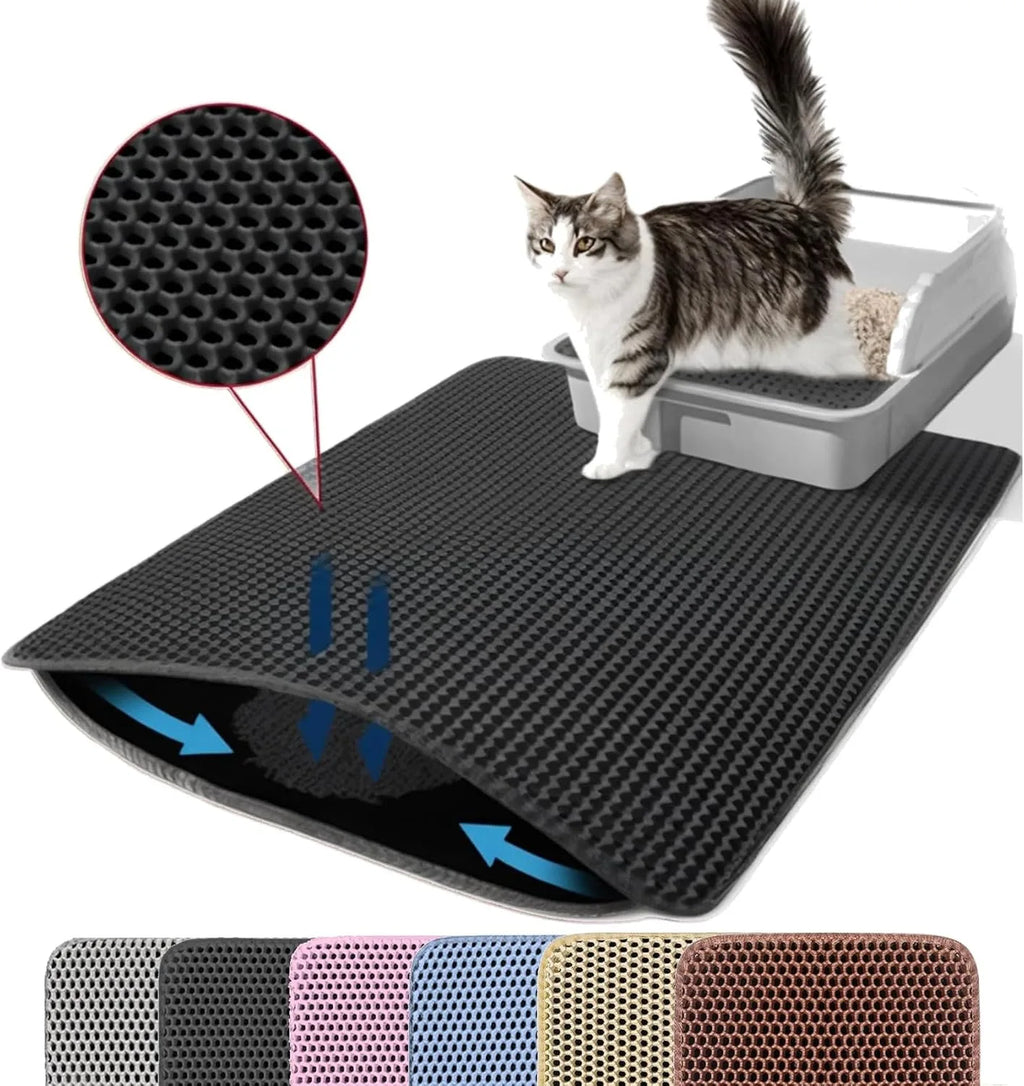 Cat Litter Mat Double Layer Pet Non Slip Big Pet Litter Box Filter Mat Wear Resistant Waterproof Anti-slip Cat Litter Mat