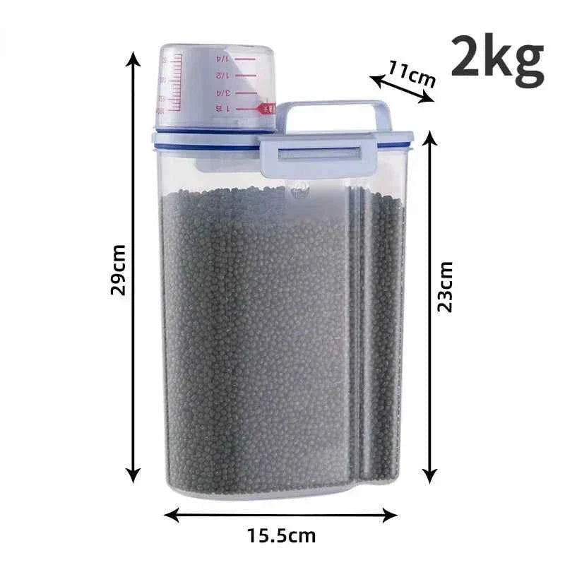 Dog & Cat Food Storage Container – 1.5kg/2kg with Measuring Cup