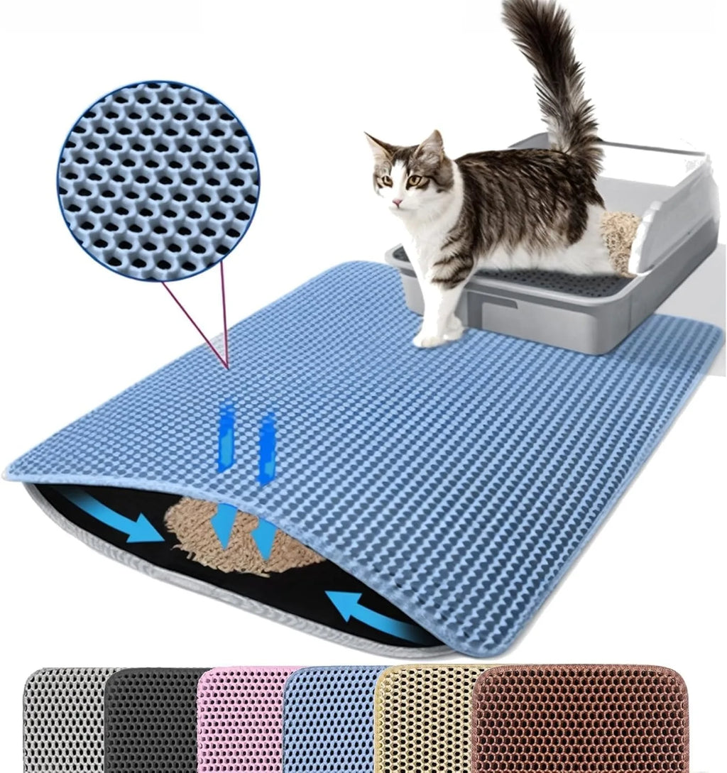 Cat Litter Mat Double Layer Pet Non Slip Big Pet Litter Box Filter Mat Wear Resistant Waterproof Anti-slip Cat Litter Mat