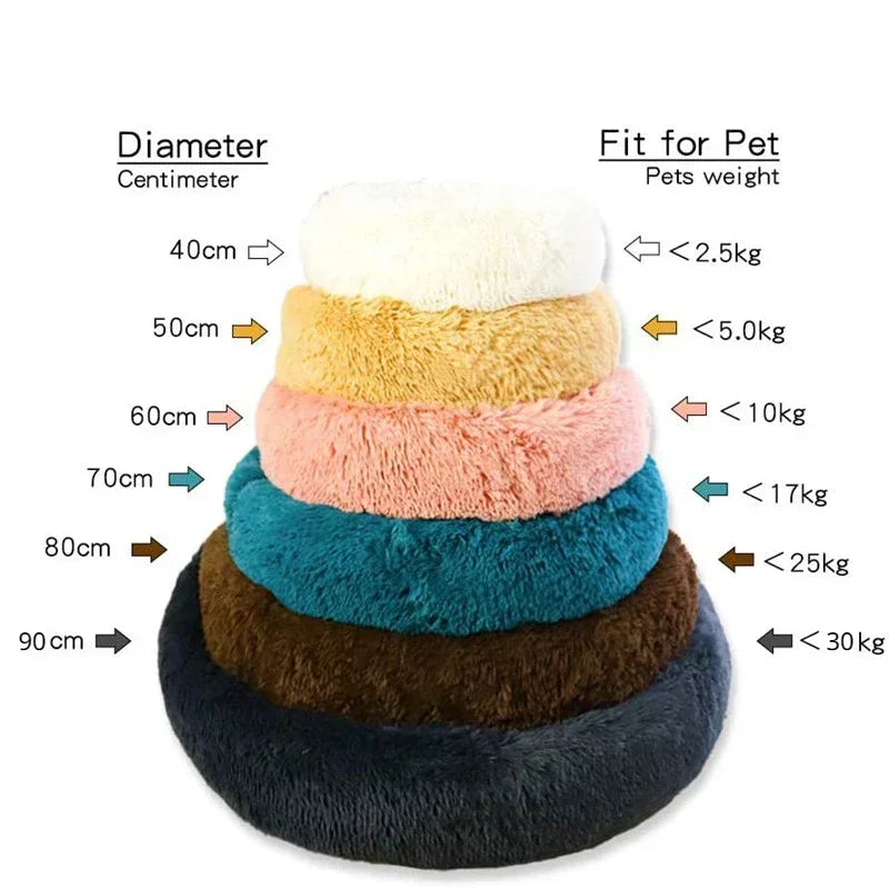 Round Pet Bed – Super Soft Plush Dog & Cat Bed for Large and Medium Dogs, Winter Warm Sleeping
