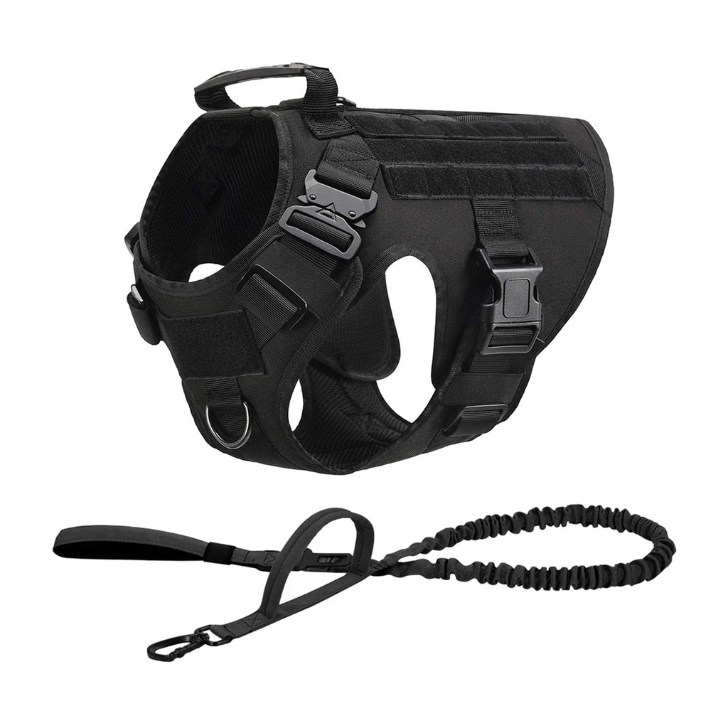 Tactical Dog Harness Collar Leash Molle Pouches For Medium Large Dogs Pet German Shepherd Training Walking Vest Dog Harnesses