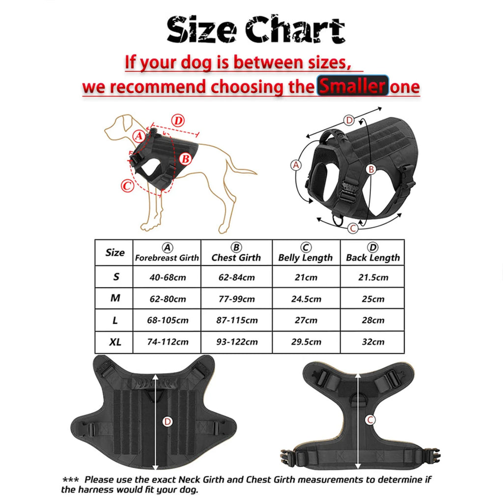Tactical Dog Harness Collar Leash Molle Pouches For Medium Large Dogs Pet German Shepherd Training Walking Vest Dog Harnesses