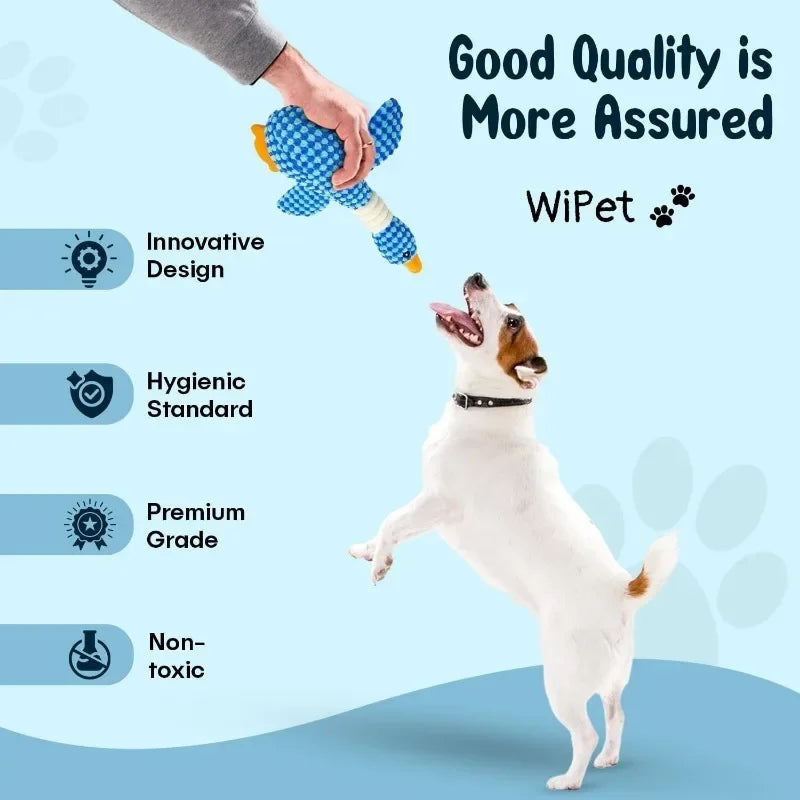 Blue Goose Pet Toy for Dogs & Cats Double Color Plush Sound Toy Tough Bite Resistant Chew Toy Soft Stuffed Interactive Squeaky T