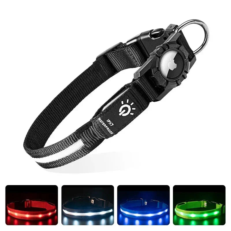 LED Rechargeable AirTag Dog Safety Collar