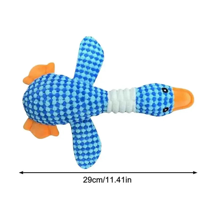 Blue Goose Pet Toy for Dogs & Cats Double Color Plush Sound Toy Tough Bite Resistant Chew Toy Soft Stuffed Interactive Squeaky T