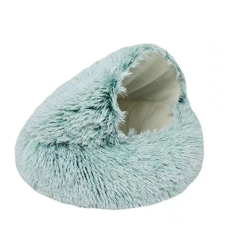 2 In 1 Dog And Cat Bed Pet Winter Bed Round Plush Warm Bed House Soft Long Plush Pets Bed Pet Products
