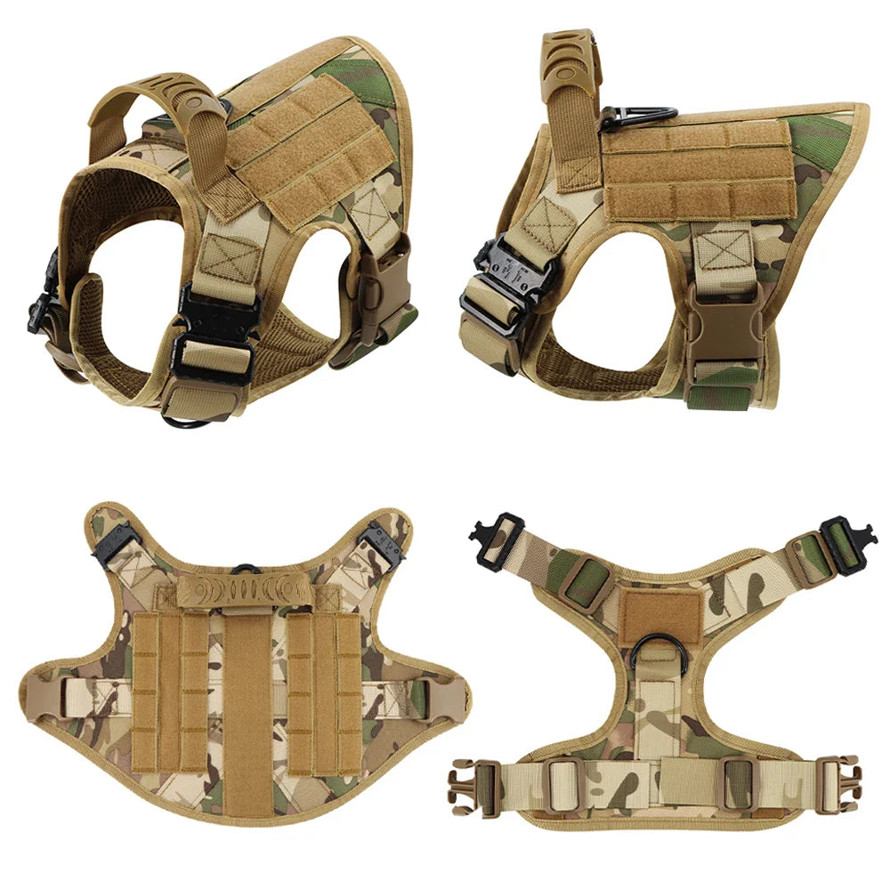 Military Dog Harness/ Collar/ Leash- Bags- Patches Set- Pet Malinois Training Vests-Sizes S to XL- Collars/Leashes