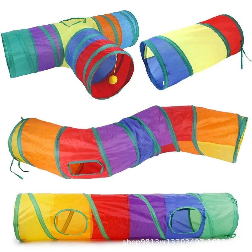 Cat Tunnel Tube Kitty Tunnel Bored Cat Pet Toys Peek Hole Toy Interactive for Indoor Cats Exercise Fun Reduce Anxiety Durable