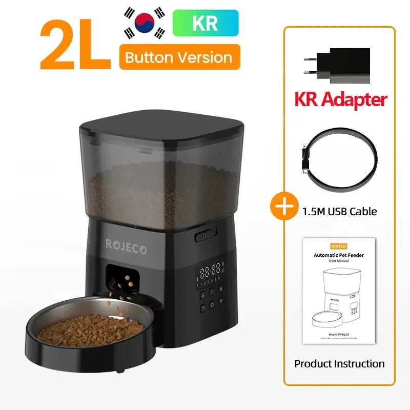 ROJECO Automatic Pet Feeder Button Version Auto Cat Food